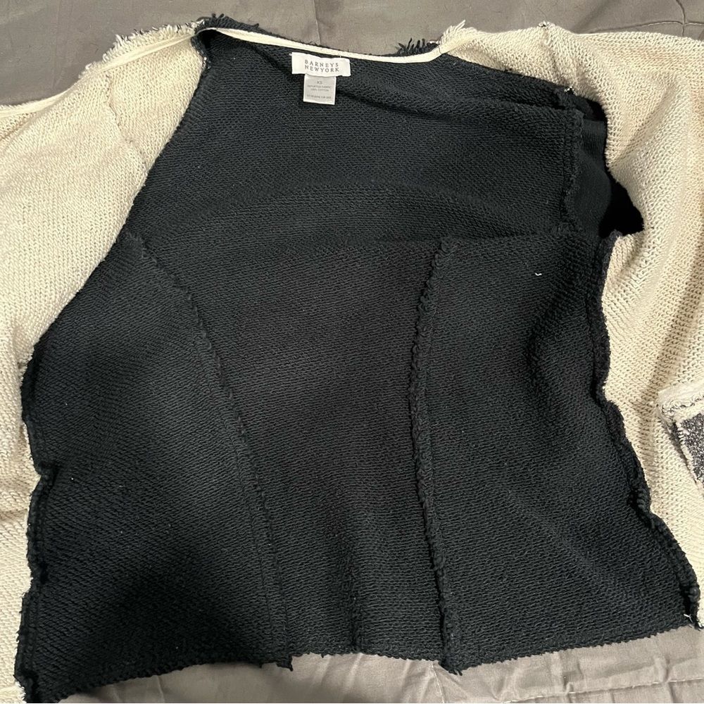 Barney’s New York Heather Grey & Black Tweed Knit Sweater Coatigan Blazer Jacket - Picture 5 of 7